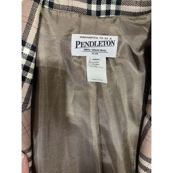 Pendleton Vintage Nova Check Tartan Plaid Wool Long Sleeve Button Blazer Size 14 - Picture 11 of 16